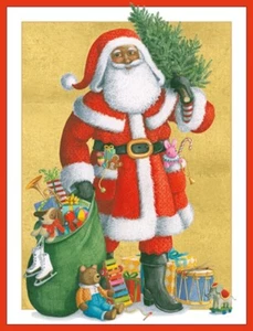 Caspari Boxed Christmas Cards, Santa With All His Gifts - 16 Cards (103226) - Picture 1 of 2