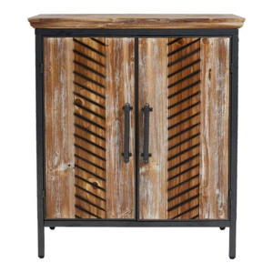 Industrial Storage Cabinet Rustic Dark Wood Sideboard Vintage Cupboard Furniture - Picture 1 of 16