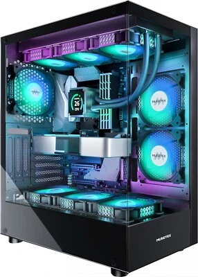 Stylish Black Mid Tower PC Case with 6 ARGB Fans & Advanced Cooling System - Image 1 of 4
