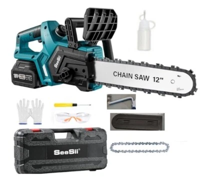 12 in Cordless Chainsaw Brushless Electric Handheld Chain Saw 2*Battery&Charger - Image 1 of 4