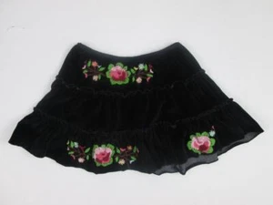 FLOWERS BY ZOE BLACK VELOUR EMBROIDERED FLOWERS FANCY DANCE SKIRT SZ 4T NEW - Picture 1 of 6