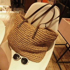 Women Handbag Beach Bag Rattan Woven Handmade Knitted Straw Large Capacity Totes - Picture 1 of 10