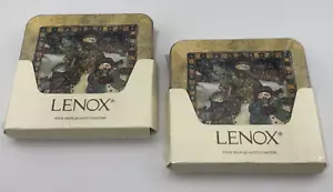 New LENOX Set of 8 SNOWMEN 4" Hardboard Coasters Glass/Drink Christmas/Holiday - Picture 1 of 4