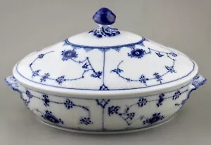ROYAL COPENHAGEN BLUE FLUTED PLAIN VEGETABLE TUREEN DISH & COVER 283 1ST MINT! - Picture 1 of 15