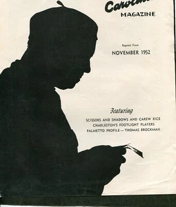 Anuncios de reimpresión de la revista Carolina del Sur artista Silhouette SC 1952 Carew Rice - Imagen 1 de 3