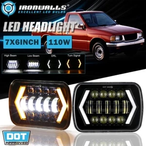 For Nissan D21 1986-1994 2Pcs 7x6" LED Headlights DRL Turn Signal Hi-Lo Beam DOT - Foto 1 di 12