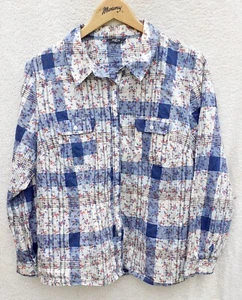 M&Co Blue Floral Cotton Shirt Size 16 - Picture 1 of 3