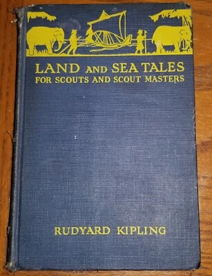 RARE 1929 BLUE  LAND AND SEA TALES RUDYARD KIPLING  world war 2 swatiska - Image 1 of 4