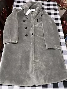 Rebecca Minkoff Faux Shearling Zweireiher Mantel Grün Neu mit Etikett Gr. XL Neu - Bild 1 von 12