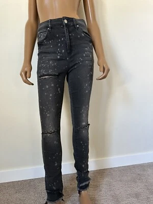 Rachel Roy Black Destroyed August Garage Wash Ripped Skinny Jeans SEXY 👄28 - Image 1 of 4