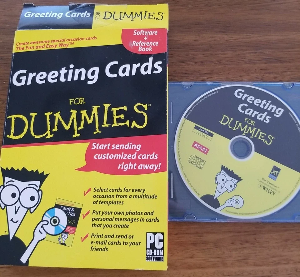 Greeting Cards for Dummies PC CD-ROM CD Only Original Box Atari 2004 Crafts   - Image 1 of 2
