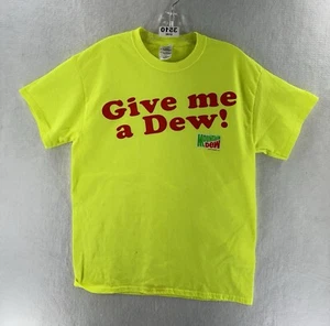 Vintage 80s 90s Mens Mountain Dew T Shirt 50/50 Yellow Neon Sz M - Picture 1 of 9