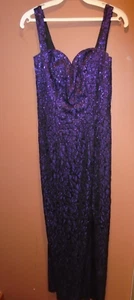 VINTAGE 1980'S ALFRED ANGELO PURPLE METALLIC TAFETTA LONG DRESS SIZE 5/6 - Picture 1 of 3