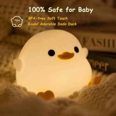 LED Nachtlicht Nachtlampe Kinder Nachtlicht süße Tiere DoDo Duck Kawaii Silikon - Image 1 of 4