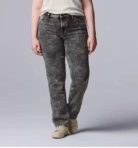 Simply Vera Wang Relaxed Straight Leg Jeans Black Acid Wash Gr. 10 - Bild 1 von 8