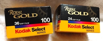Kodak Royal Gold 10O 35mm Color Film Lot Of Two 24 & 36 Exp NOS Factory Sealed  - Image 1 of 3