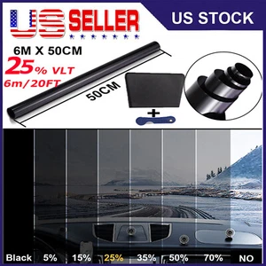 19.7FT Uncut Roll Window Tint Film 25% VLT 20" Widths Feet Car Home Office Glass - Picture 1 of 12