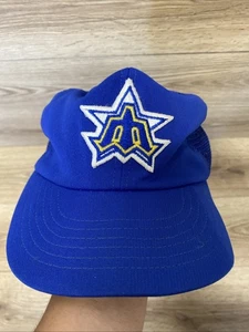 Vintage 80er Seattle Mariners MLB Baseball Annco Trucker Mesh Mütze Snapback blau - Bild 1 von 6