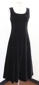 Vtg Laura Ashley Black Velvet A Line Flared Midi Dress Size US 6 Sleeveless  - Picture 1 of 6