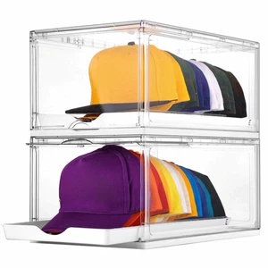 2PCS Stackable Caps Holder Large Cap Storage Hats Holder Box Snapback Caps - Picture 1 of 12
