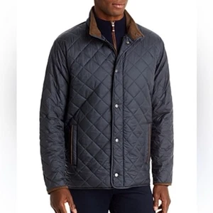 Peter Millar Navy Suffolk Quilted Car Coat Size Large - Picture 1 of 23