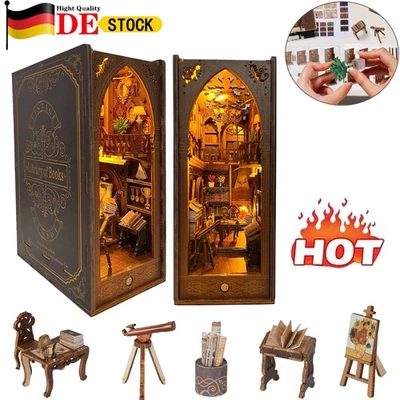 Book Nook Bookend DIY Dollhouses Miniature 3D House with Furniture and LED DHL - Image 1 of 4