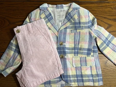 NUEVO CON ETIQUETAS Janie And Jack Flower Show Blazer Chaqueta y Pantalones Cortos Seersucker Talla 18-24 Meses Foto 1 de 4