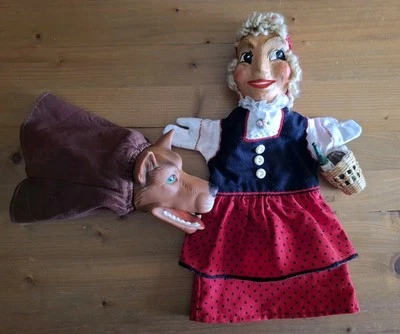 Vintage Handpuppe, Rotkäppchen und der Wolf - Bild 1 von 4