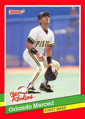 Бейсбольная карточка дебютанта Orlando Merced 1991 Donruss Rookies 22 Pittsburgh Pirates - Изображение 1 из 2