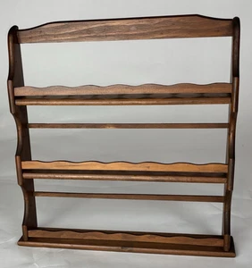Estante de especias de madera de 3 niveles de colección boticario casa de campo núcleo bordes festoneados LEER - Imagen 1 de 12