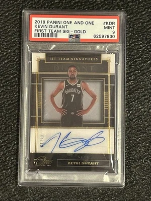 2019-20 Kevin Durant Panini One and One 1st-Team Signatures Auto Gold /10 PSA 9 - Image 1 of 4