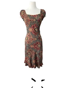Windsor Vintage Paisley Ruffle Hem Midi Dress Size 5 Y2K Fairy Boho Gypsy - Picture 1 of 7