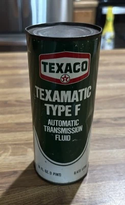 Lata de aceite Texaco de colección 16 oz tipo F lata de fluido de transmisión automática completa Foto 1 de 2