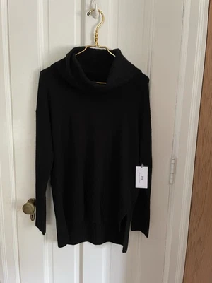 NWT H by Halston Black Turtleneck Merino Wool Sweater. Size Small - Image 1 of 4