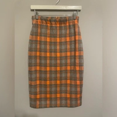 Falda midi a cuadros naranja rosa sin fin pequeña‎ Foto 1 de 4