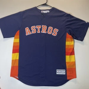 Maglia baseball donna Astros Majestic con bottoni XL blu arcobaleno schiena vuota - Foto 1 di 12