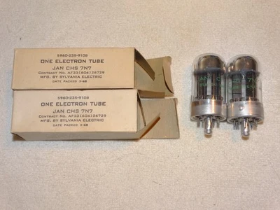 2 x JAN-CHS-7N7 Sylvania Tubes*Black Plt*Super Strong Matched Pair*1960*NOS*#R10 - Image 1 of 4