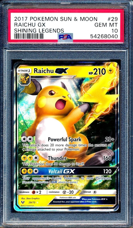 Raichu GX 2017 Pokemon Sun & Moon Shining Legends #29 PSA 10 - Image 1 of 1