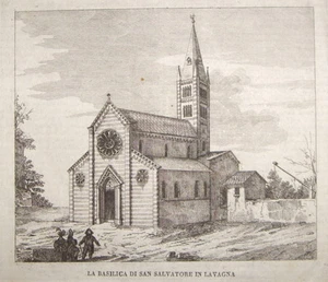 1860-GENOVA-LAVAGNA-BASILICA DI SAN SALVATORE-VEDUTA ORIGINALE-PAESAGGIO - Picture 1 of 1