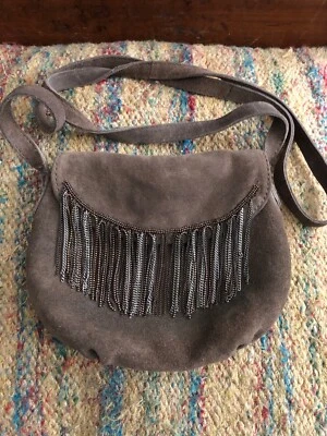 BOLSO BANDOLERA DE CUERO GAMUZA HOBO HIPPY MARCA LUCKY BOLSO DE MANO Bandolera Flecos Foto 1 de 4