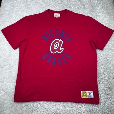 Camisa Mitchell Ness Para Hombres XL Roja Atlanta Braves ATL Pequeña Retro Una Camiseta Foto 1 de 4