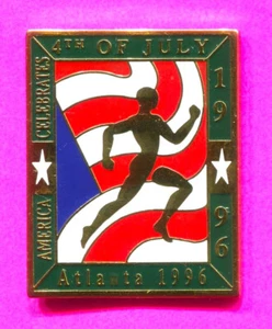 Pin Olímpico 1996 Feliz 4 de Julio Pin Peachtree Road Race Pin Edición Limitada - Imagen 1 de 1