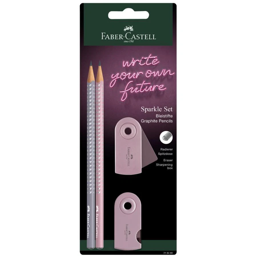 Faber-Castell 218480 - Bleistiftset Sparkle Zwei Bleistifte Rose Shadows