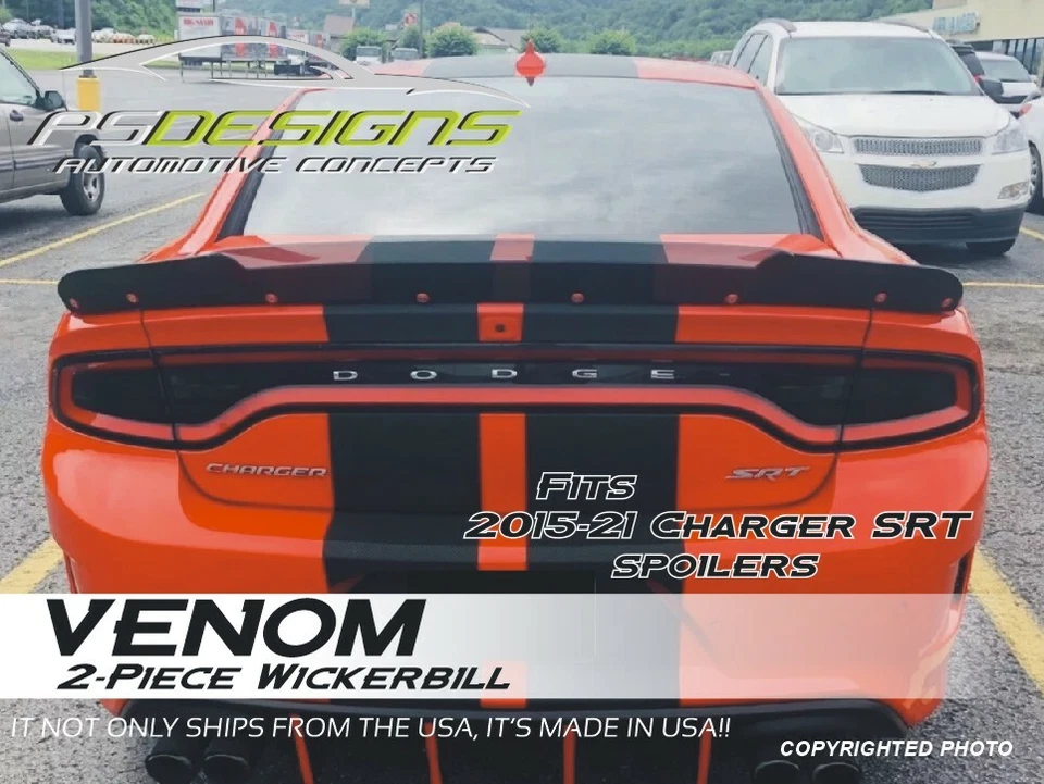 Alerón de mimbre PSDesigns para Dodge Charger 2 piezas SRT SCAT Hellcat 15-23 Foto 1 de 4