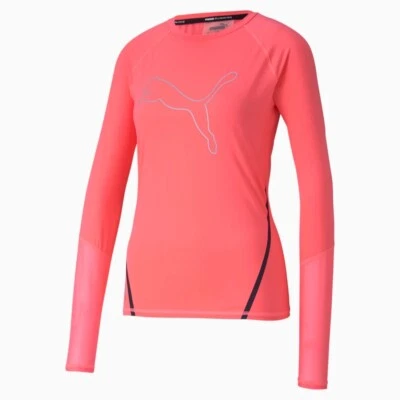 NUEVO CON ETIQUETAS Camiseta Puma Runner ID Para Mujer Manga Larga con Malla en Rosa Ignite S Foto 1 de 4