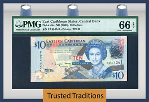 TT PK 48a 2008 EAST CARIBBEAN STATES $10 "QUEEN ELIZABETH II" PMG 66 EPQ GEM!