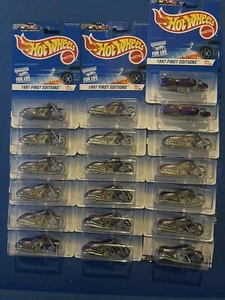 19-Hot Wheels 1997 First Editions Die Cast Motorcycles In Packs Lot Collection - Picture 1 of 5