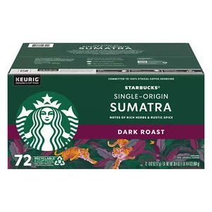 KEURIG STARBUCKS CAFÉ TOSTADO OSCURO SUMATRA ORIGEN ÚNICO K-CUPS 72 UNIDADES 2026 - Imagen 1 de 1