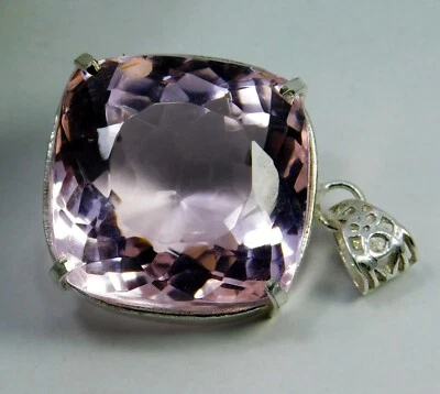 Natural 120.10 Ct Certified Brazilian Pink Kunzite Pendant Radiant Cut Gemstone - Image 1 of 4