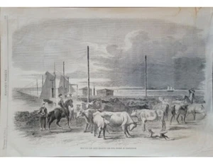 Puente Largo @ Washington 1861 Harpers Semanal Guerra Civil Bloque de Madera Grabado - Imagen 1 de 3